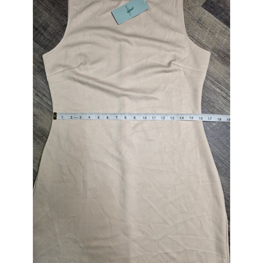 WIHOLL Womens Size L Large Cream Sleeveless Sheath Mini Dress Stretch NWT - Picture 3 of 10